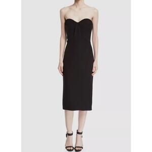 Brandon Maxwell cocktail party Black Silk Halter Bustier Sheath Dress 6 / small